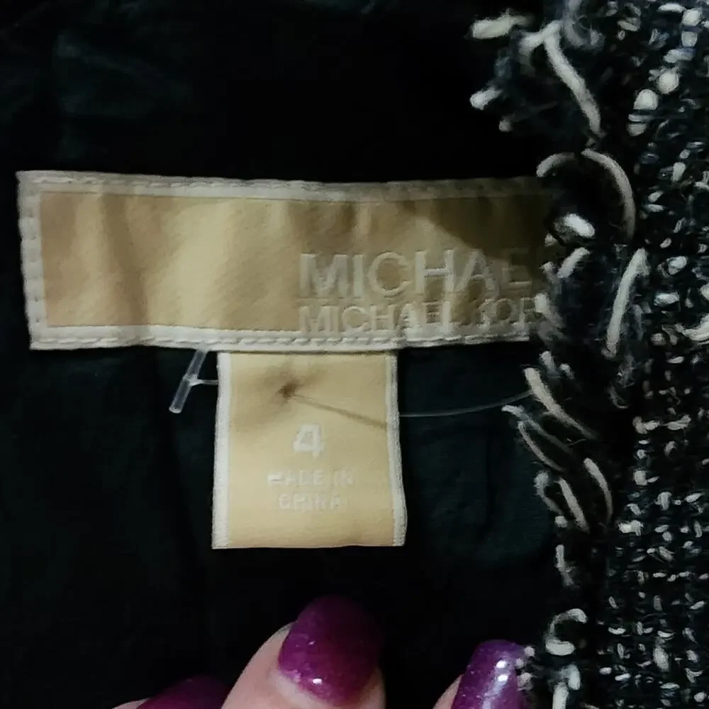 Michael Kors‎ Academia Tweed Dress Navy Blue Size 4 Career Work Shift sleeveless